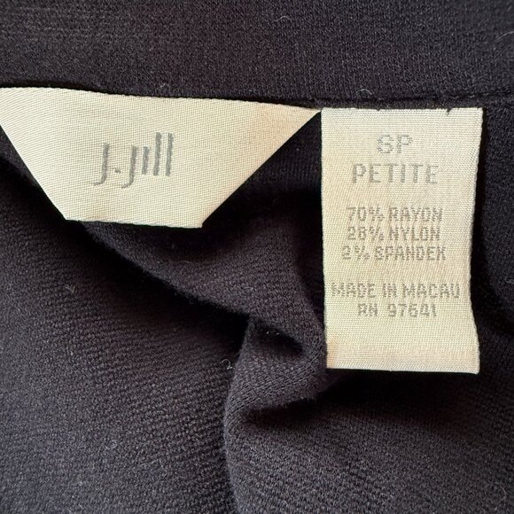 J. Jill Petite women's SP black long sleeve collared button down jacket top - Picture 8 of 9